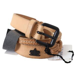 Scervino Street Light Brown Slim Leather Black Logo Buckle Women's Women's Belt